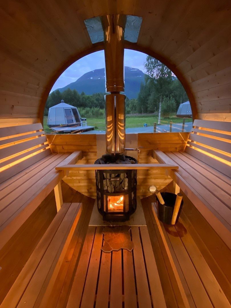 Moderne badstu med utsikt