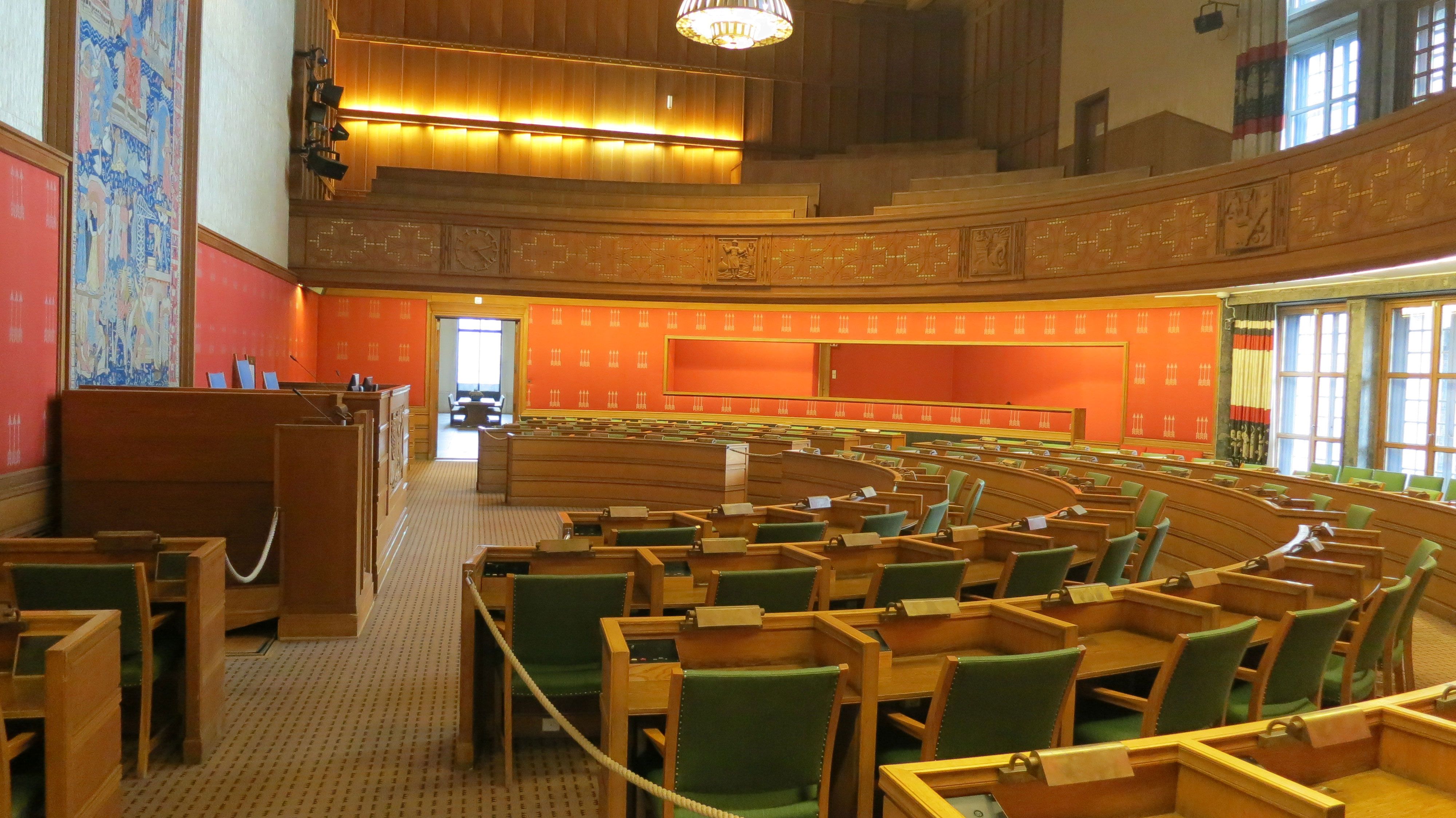 the city council chamber in oslo city hall