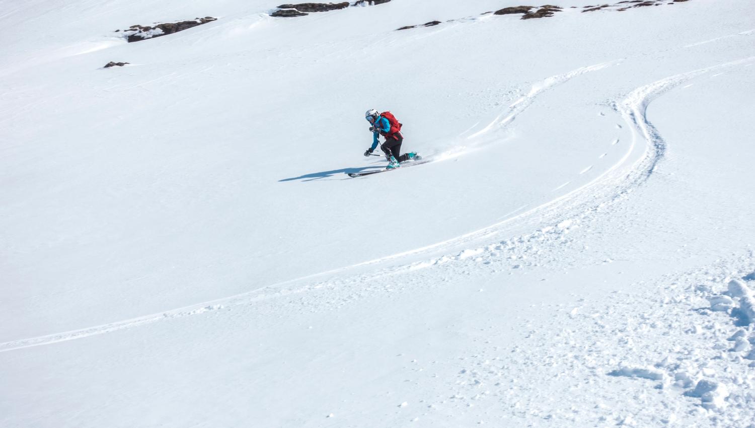 off-piste in powder snow