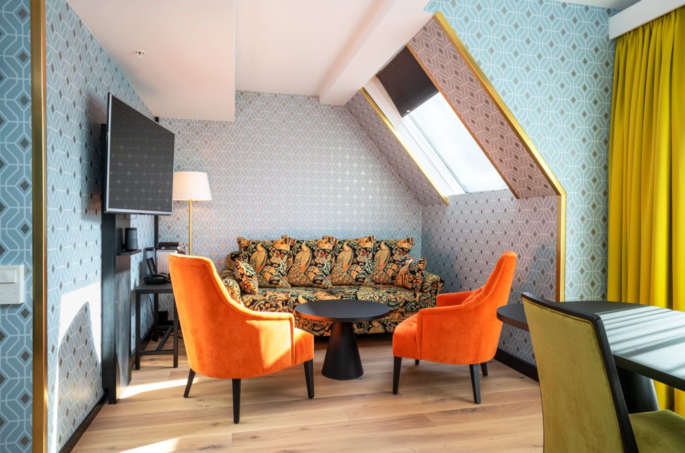 sofa and armchairs in front of the TV 