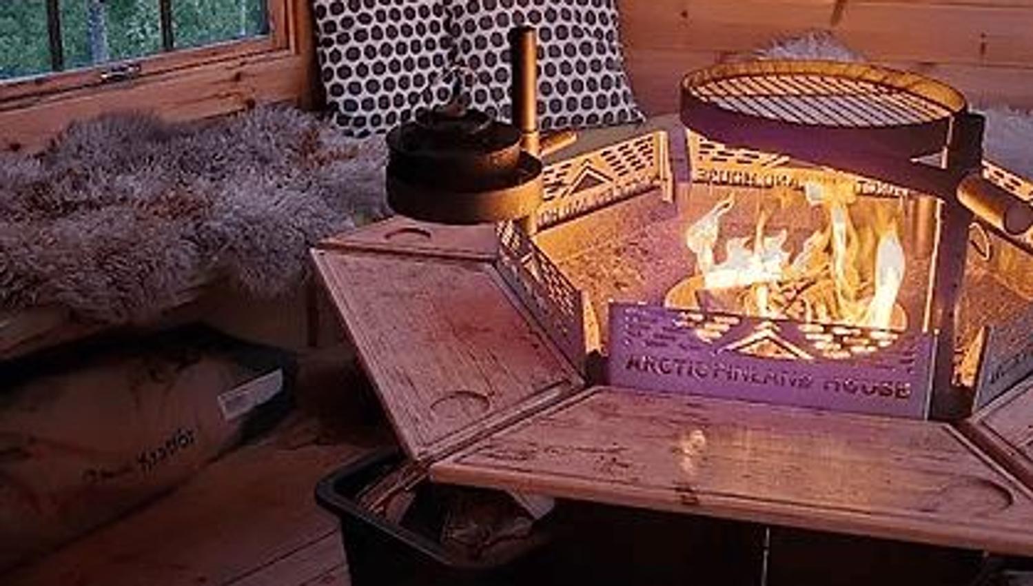 Fireplace inside cabin