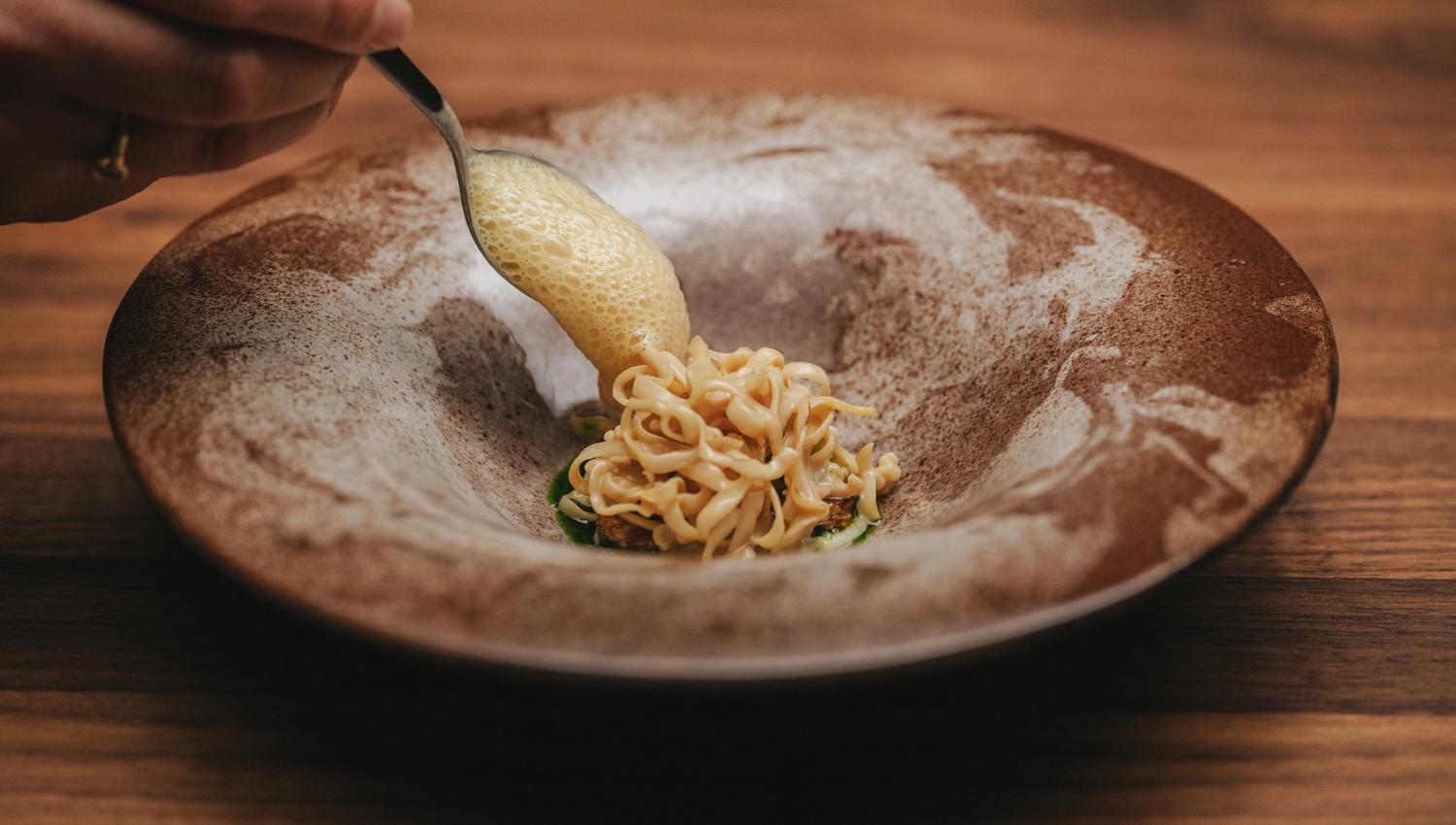 A bowl of food