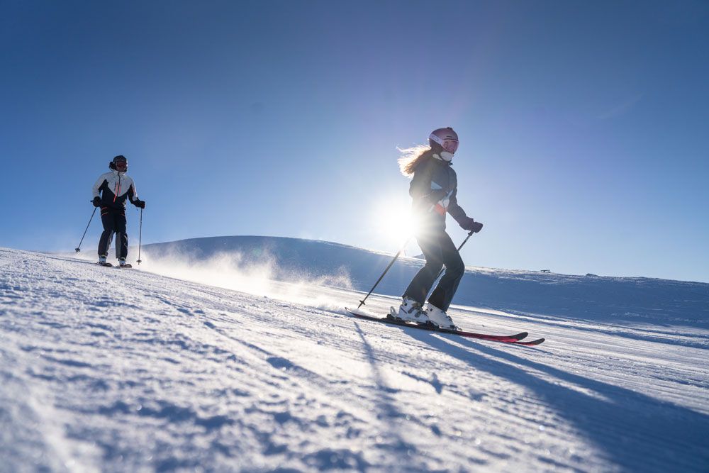 par som kjører alpin på Haukelifjell skisenter