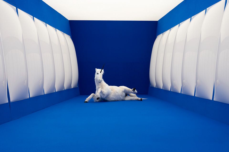 Blue room with unicorn