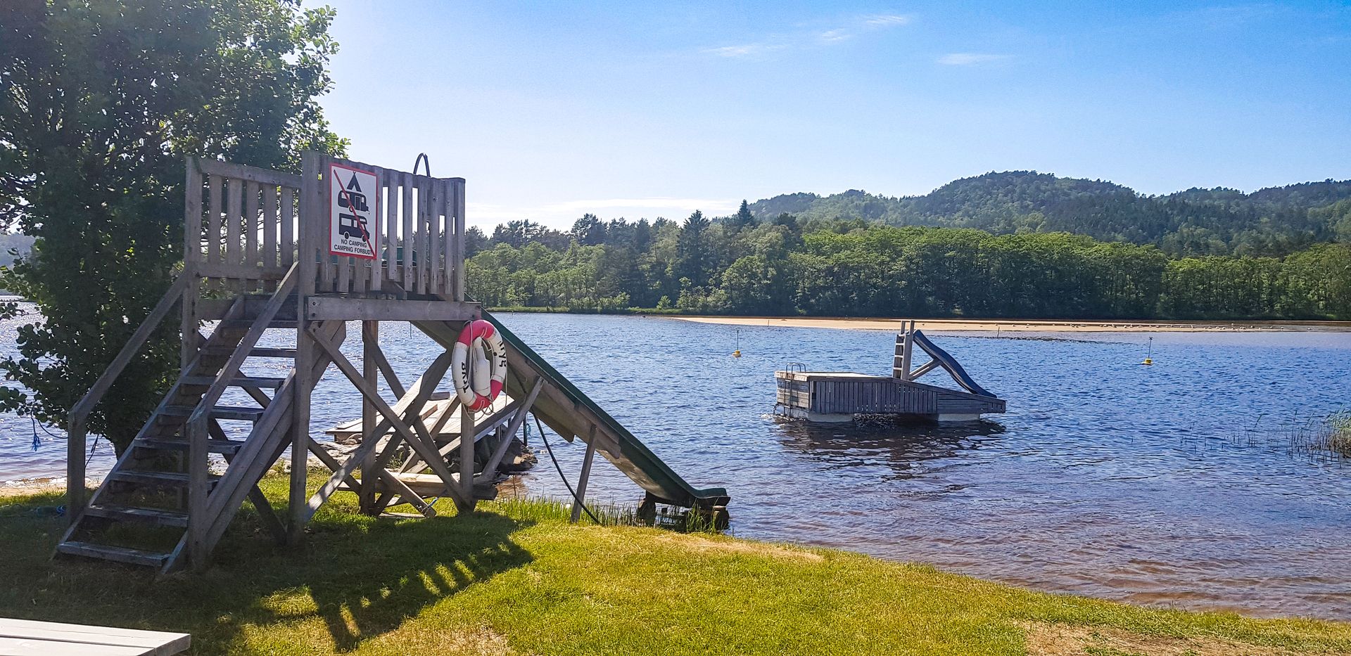 A waterslide out in the water