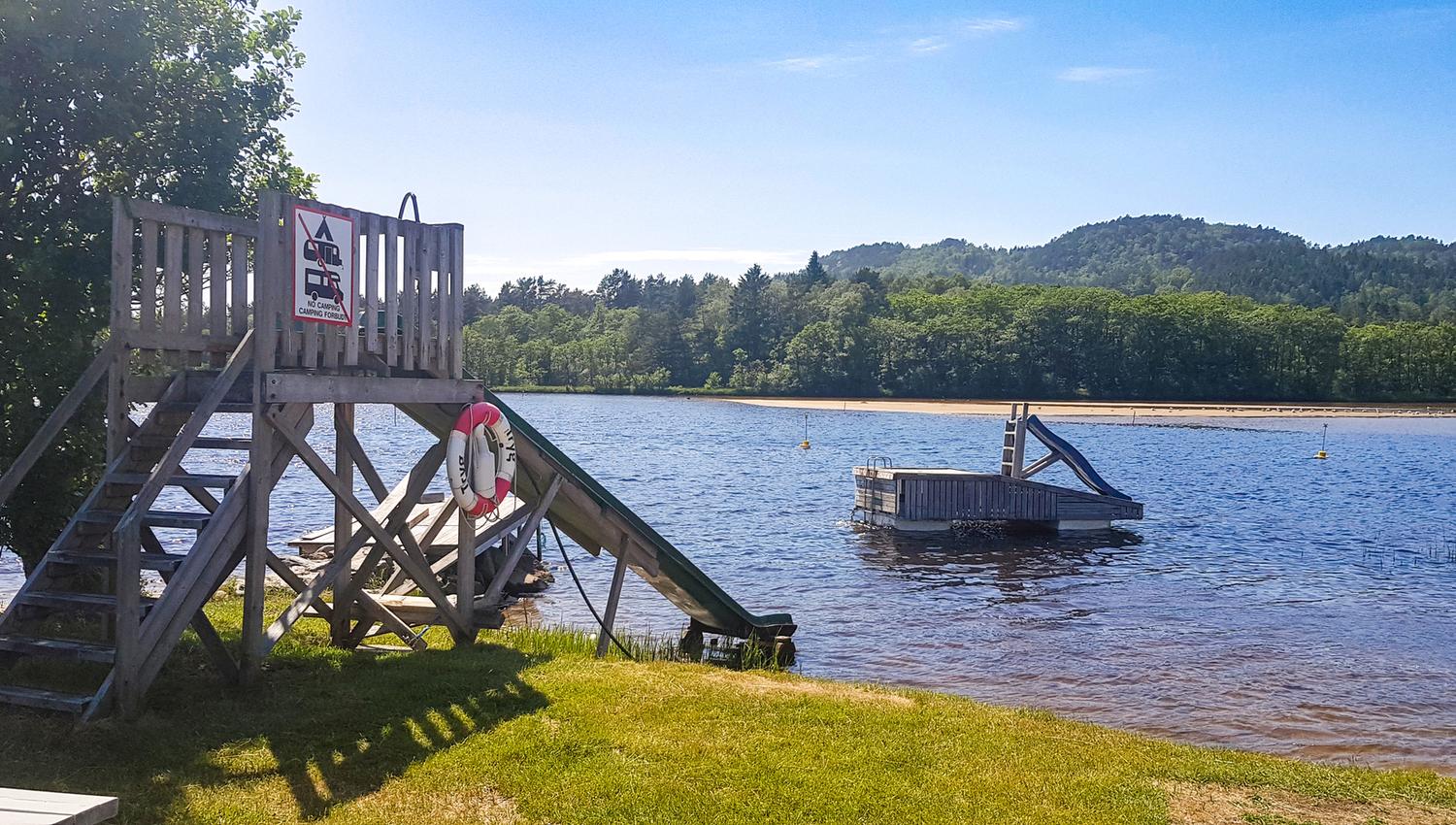 A waterslide out in the water