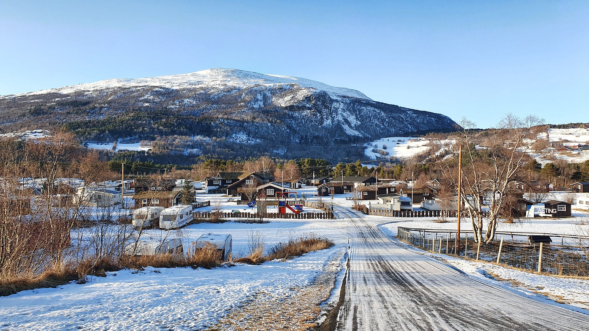 Granmo Camping oversiktsbilde, vinter