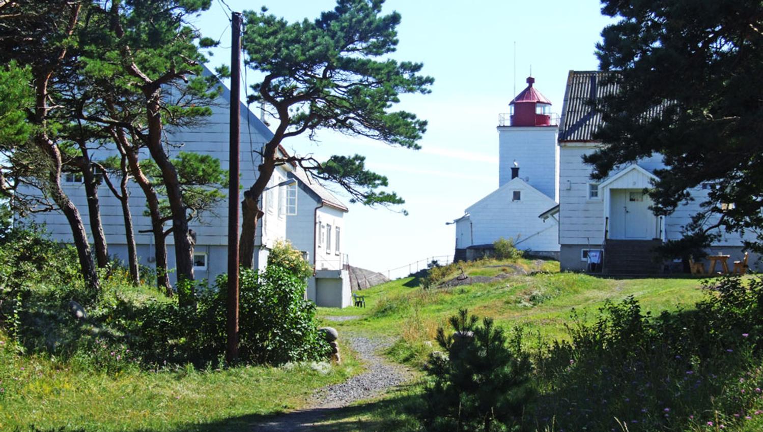 the houses by langøytangen lighthouse on the island Langøya in Langesund