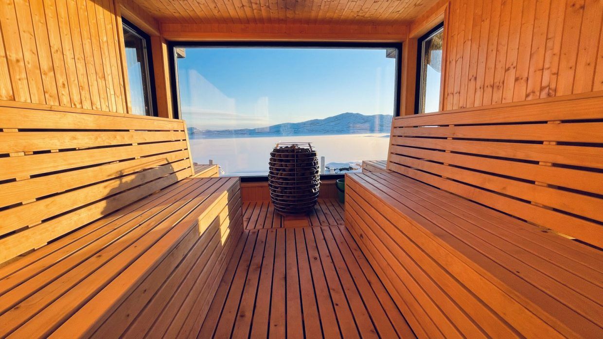 Badstu med panoramautsikt