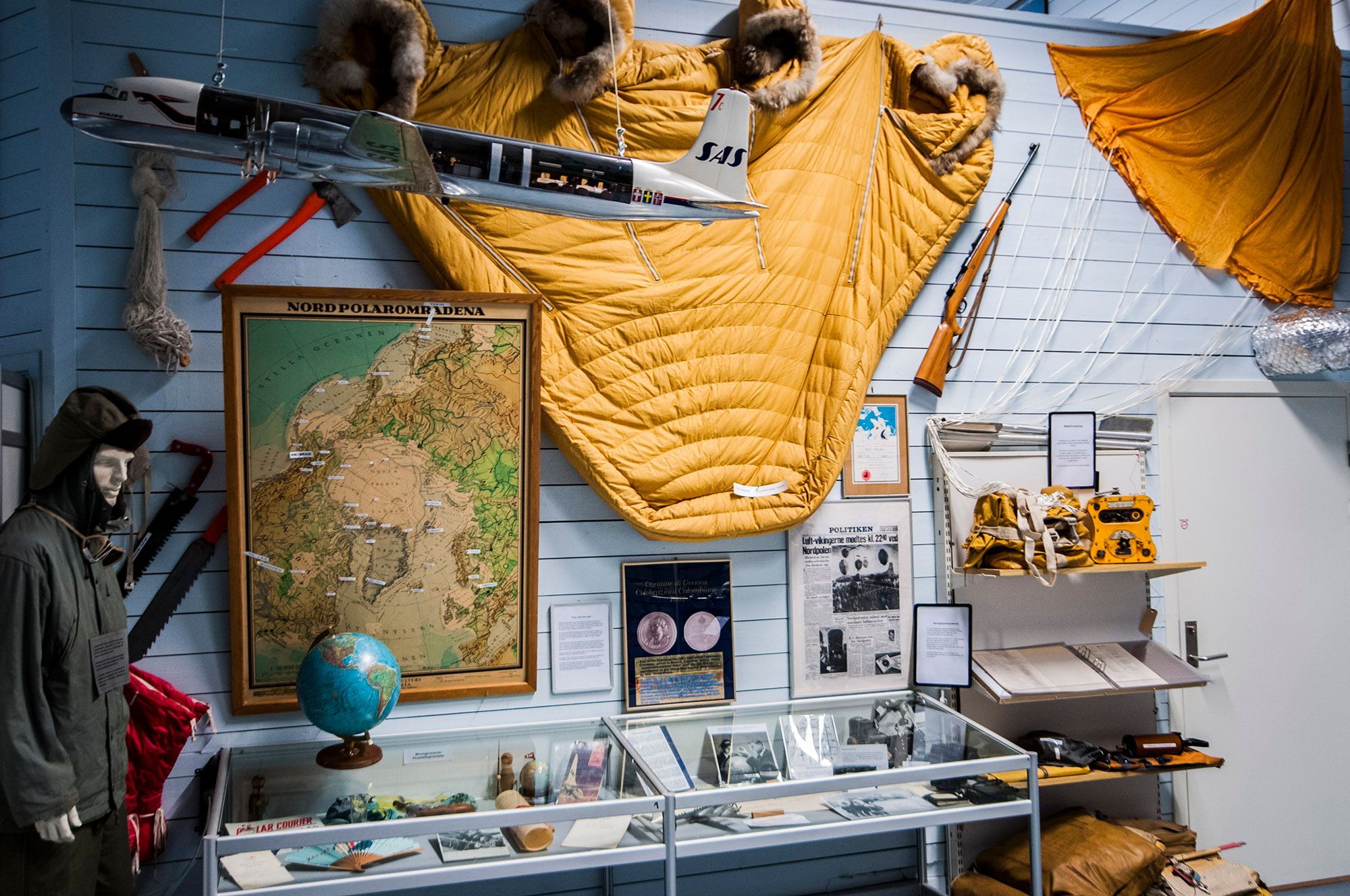 SAS museet - utstilling av utstyr som var med på oversjøiske turer