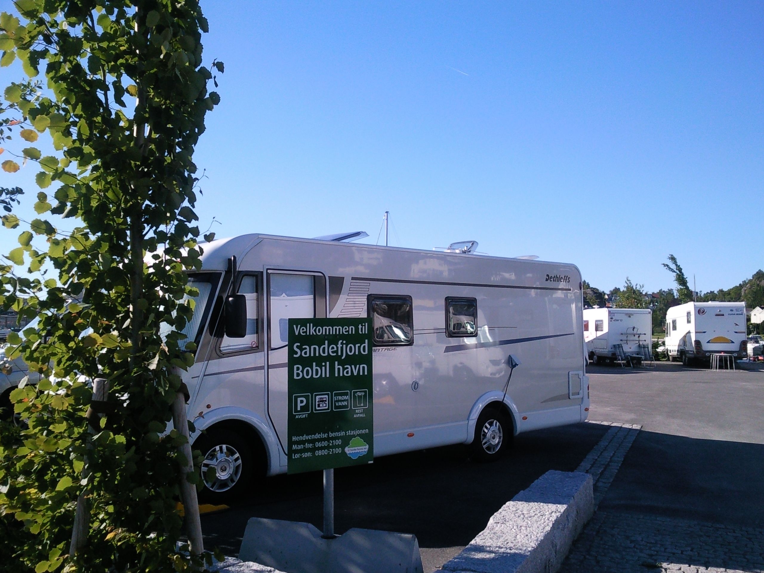 Motorhomes parked at Sandefjord Motorhome Park