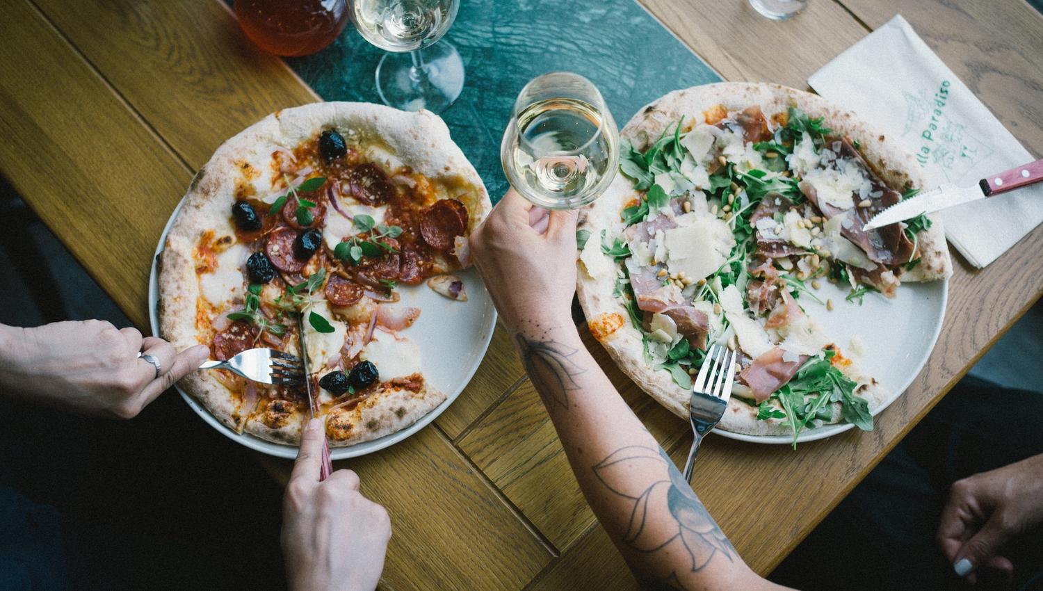 Nydelig pizza på Villa Paradiso Ole Bull