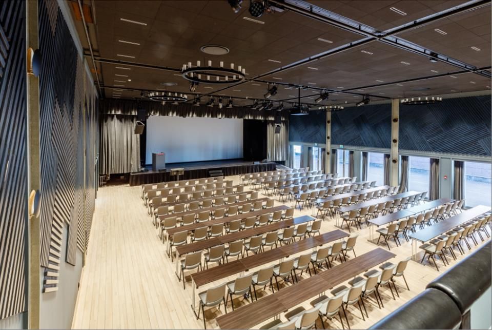 Conference room with long table