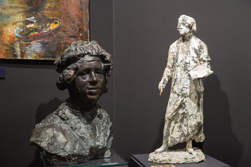 Two sculptures and a painting