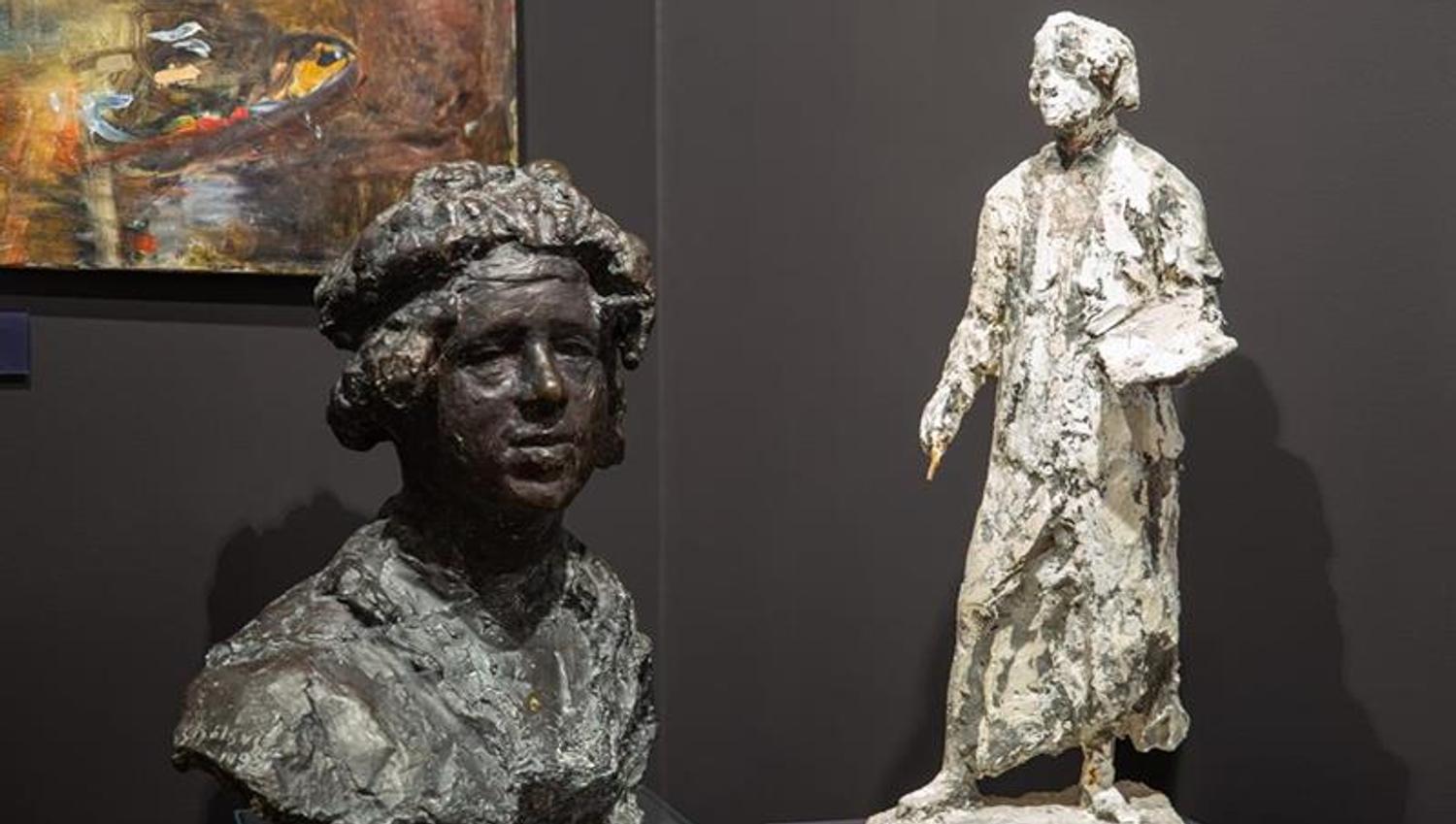 Two sculptures and a painting