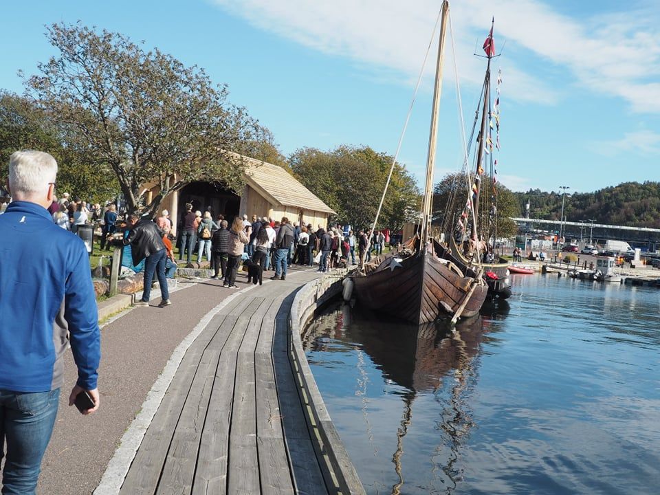 Vikingskip på besøk i Sandefjord Vikingpark