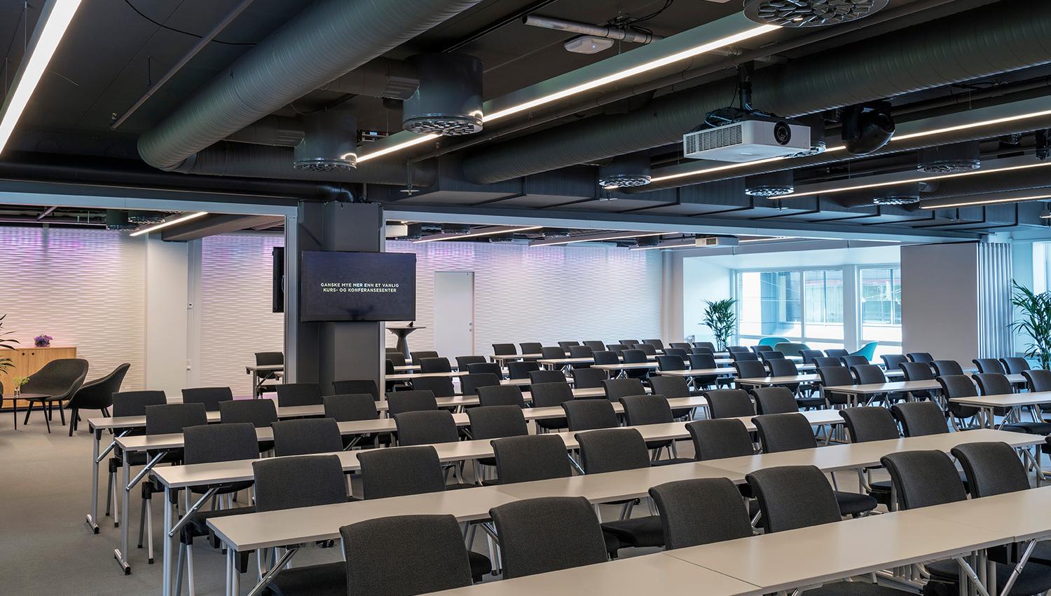 Konferanserom med stor kapasitet.