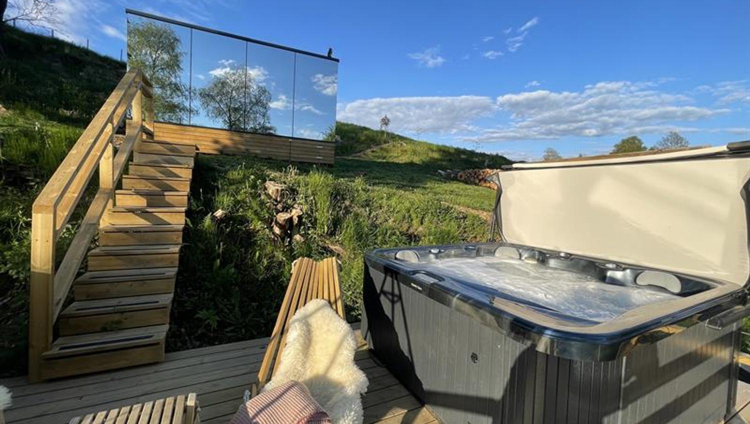 Glass cabin with sauna