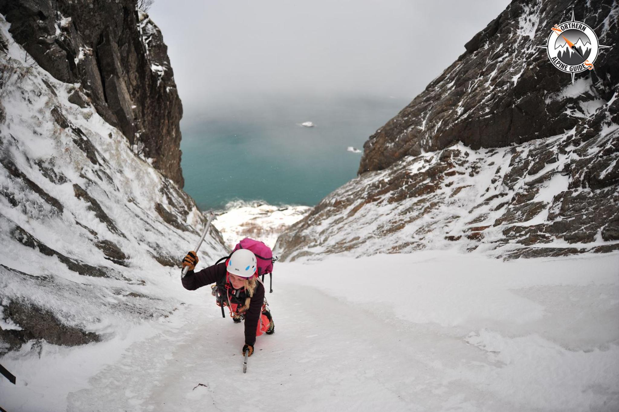 Alpine Ice Climbing in Lofoten, Norway
