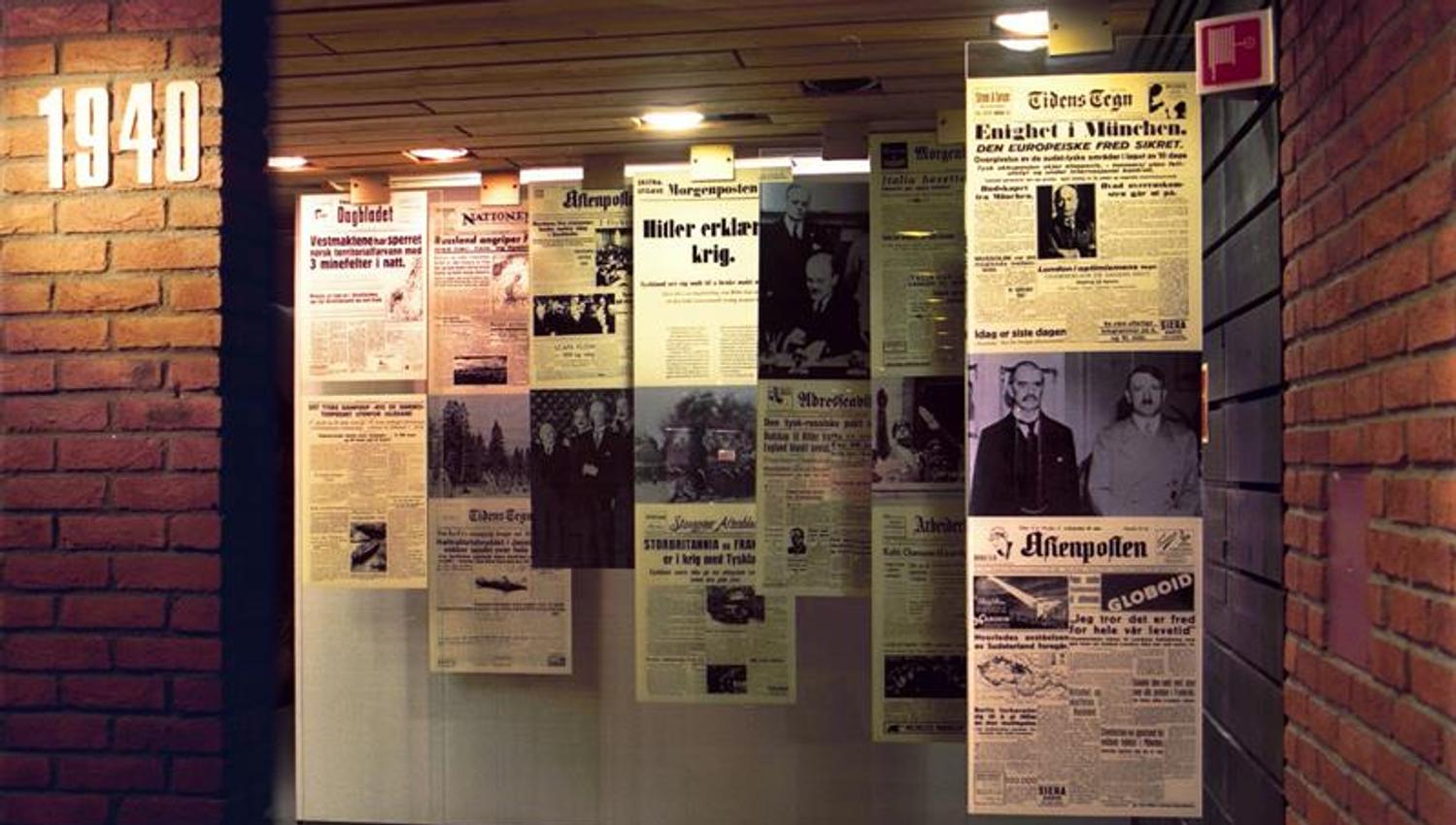 Avisutklipp fra 1940 i utstillingen