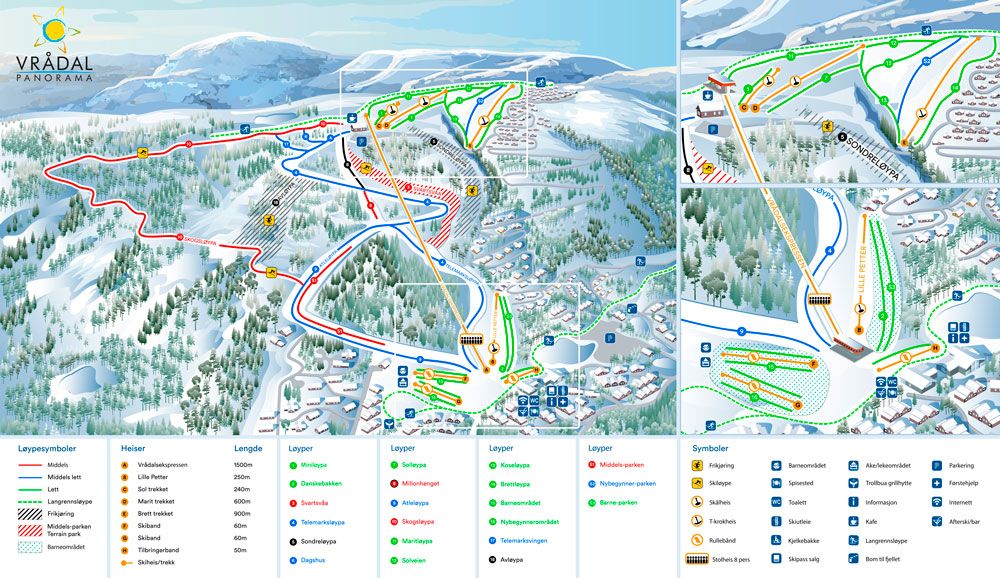 Løypekart Vrådal Panorama Skisenter
