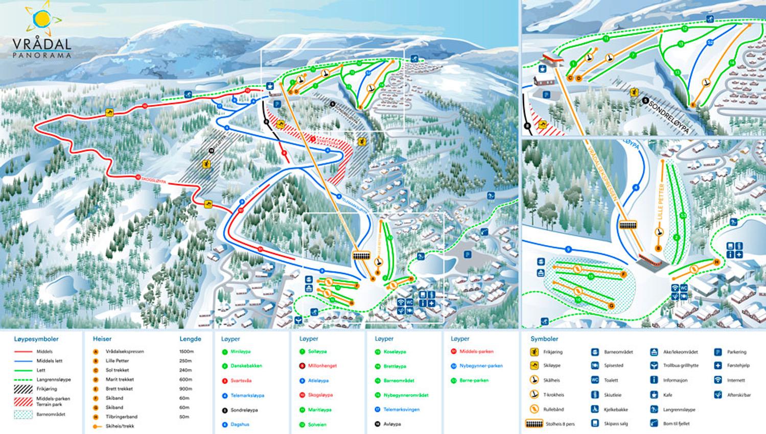 Løypekart Vrådal Panorama Skisenter