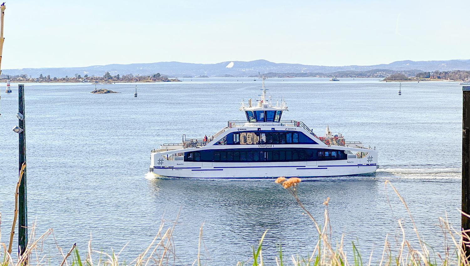 Large electric ferry on the Oslo Fjord