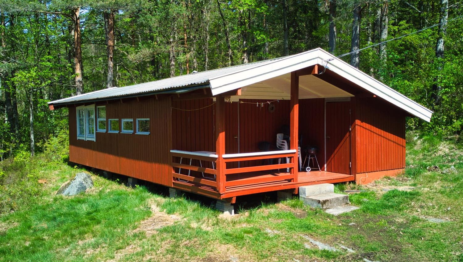 Rød hytte.