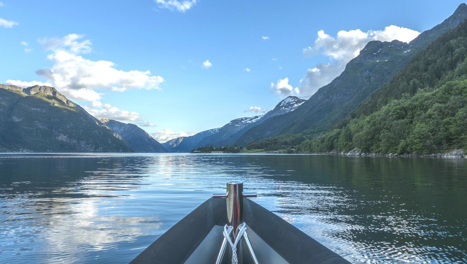 A magical view from the RIB boat towards the Hardangerfjord.
