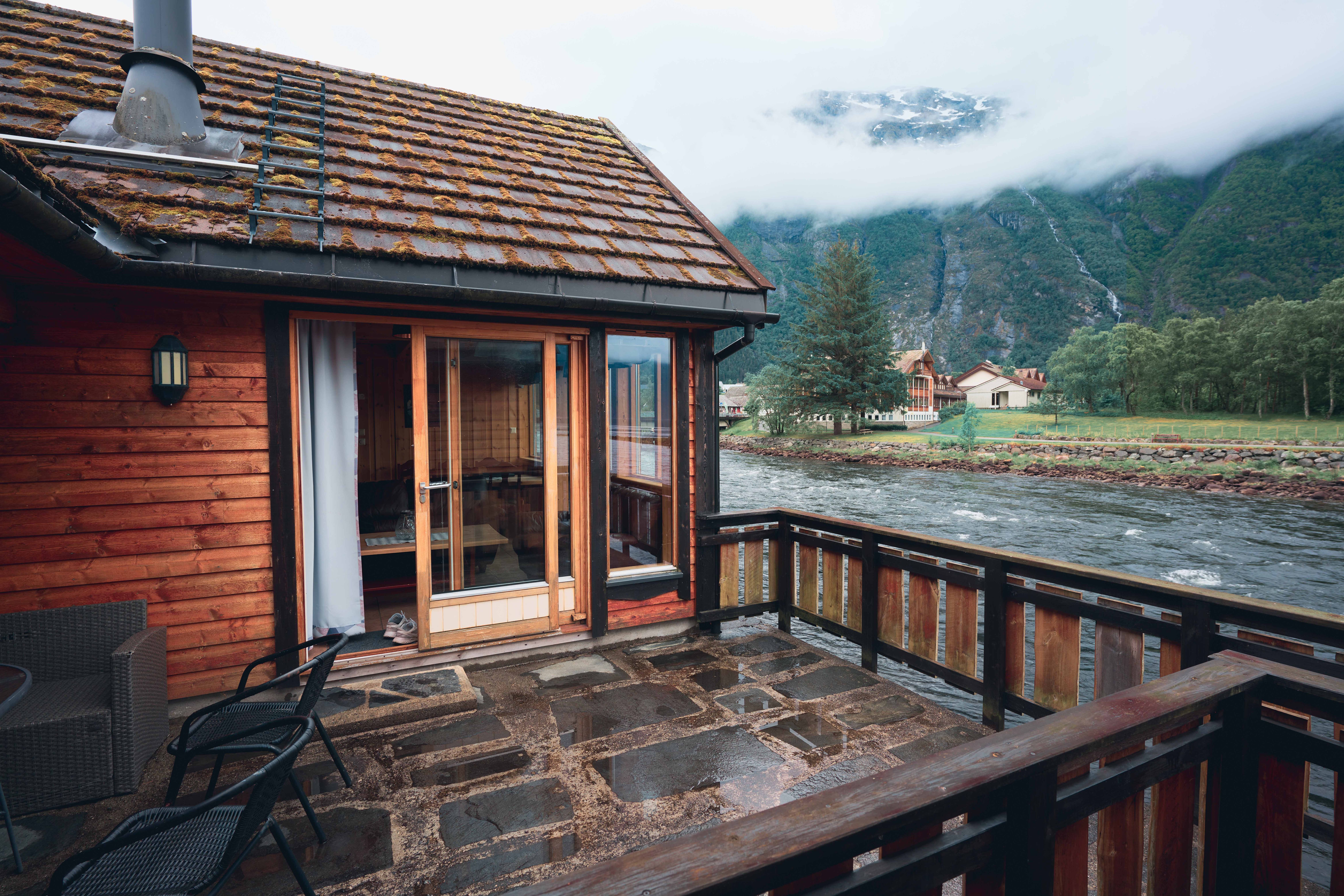 One of the riverside cabins seen from the outside.