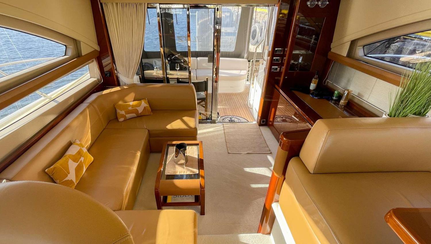 The interior of the boat