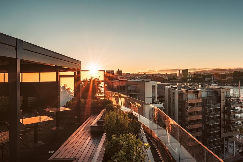 utsikt over aker brygge, oslofjorden og Oslo by