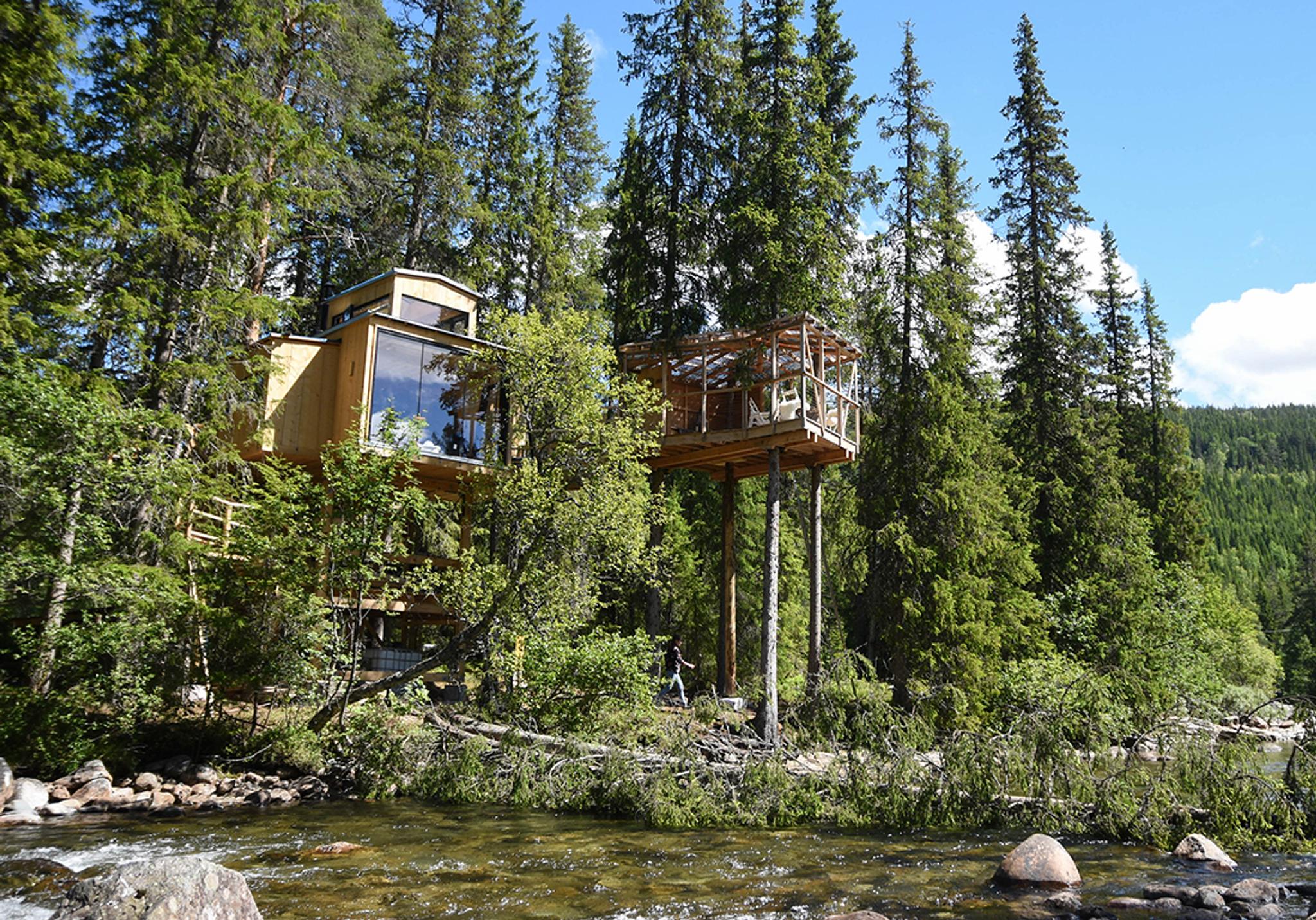the wooden cabins from Å Camp 