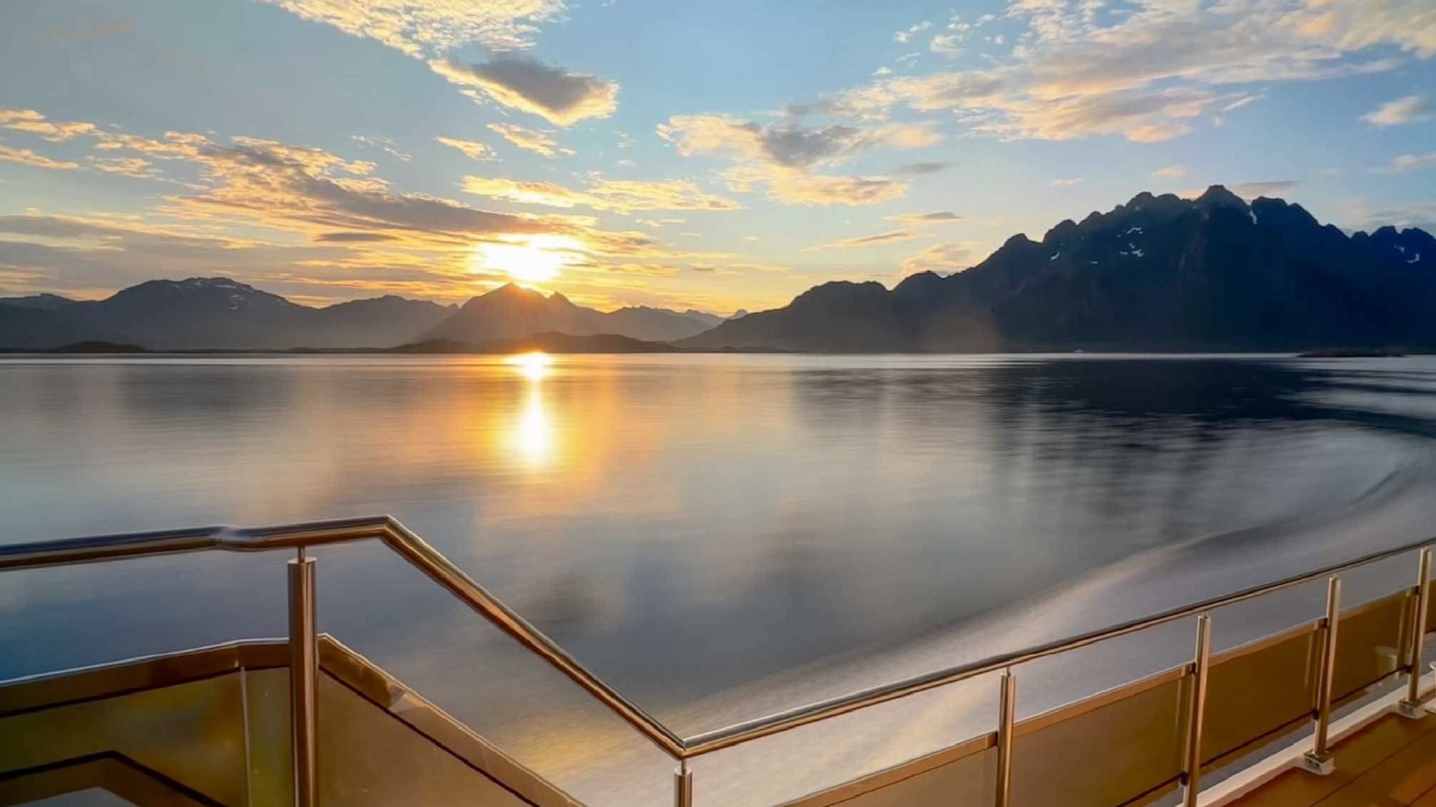 View of the midnight sun from the boat