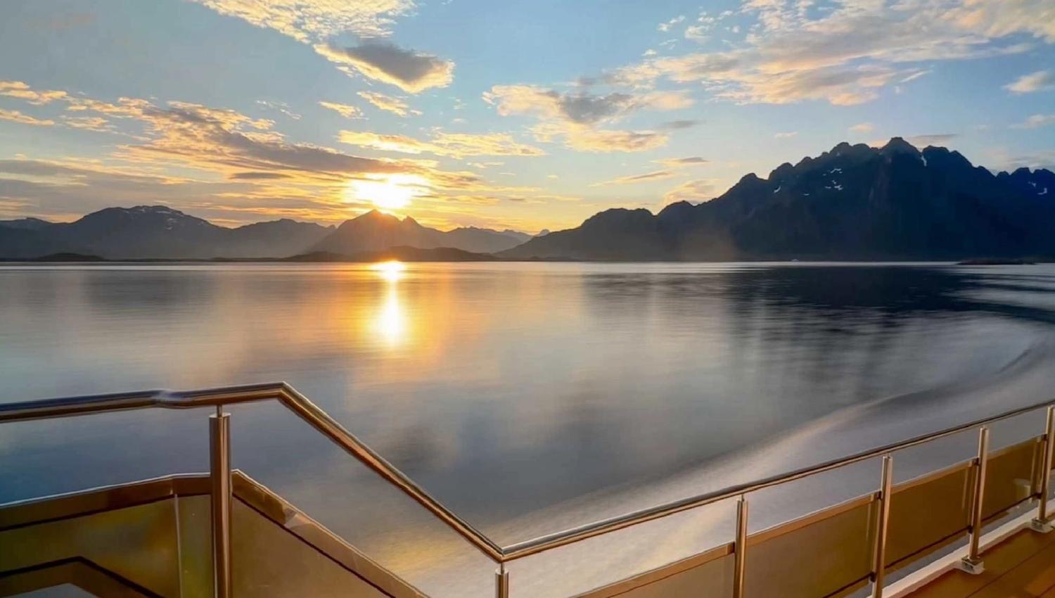 View of the midnight sun from the boat
