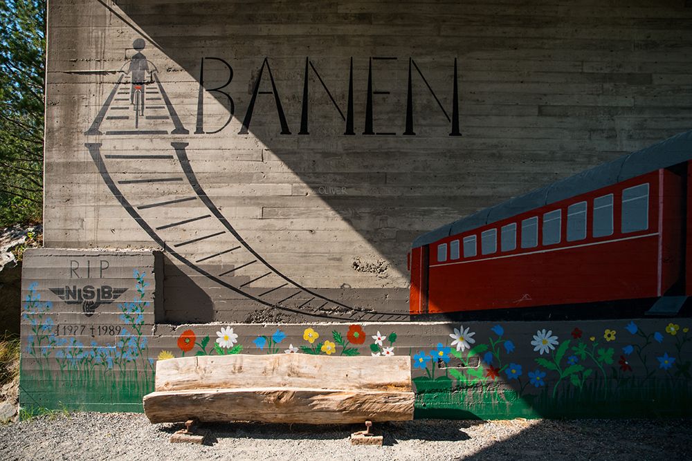 bilde av kragerøbanen ved gang - og sykkelsti "Kragerøbanen" i Drangedal