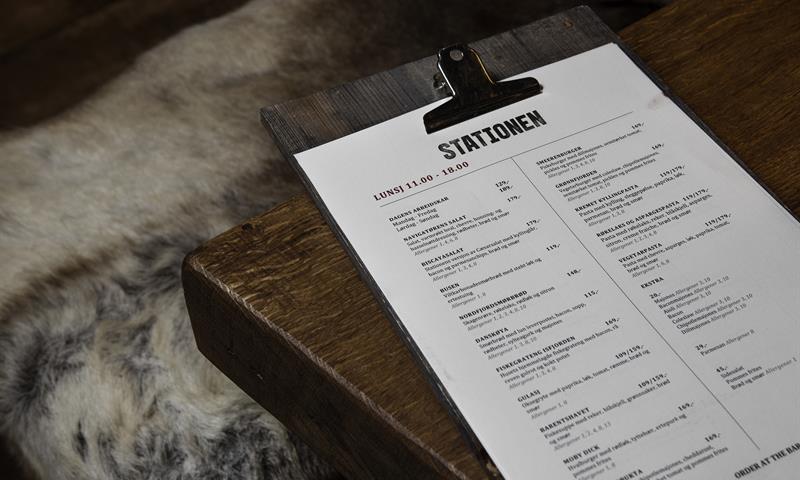 Stationen's menu on a table