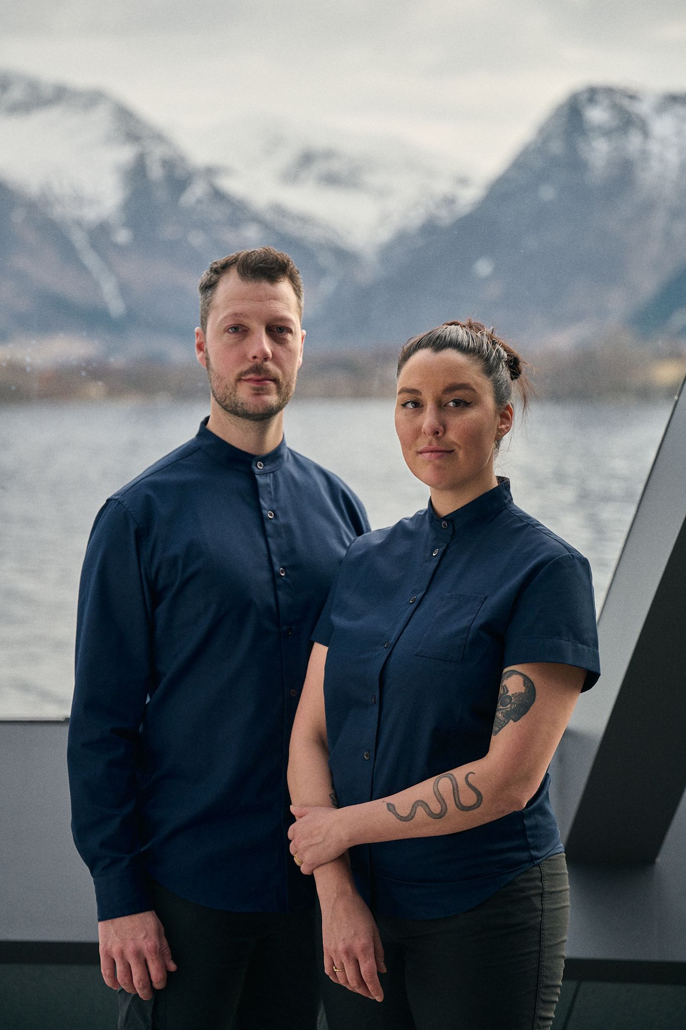 Portrait of a male and female chef