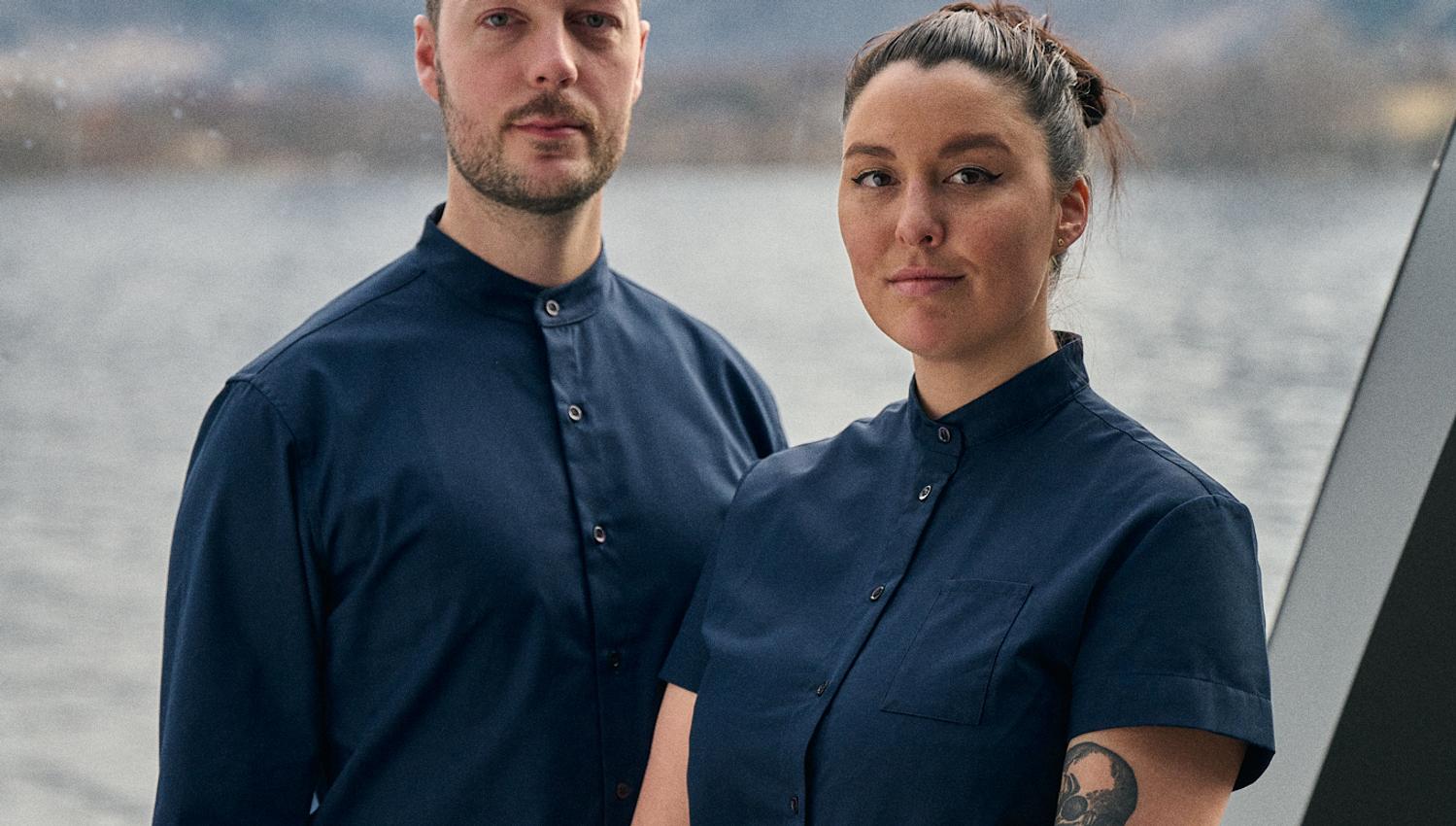 Portrait of a male and female chef