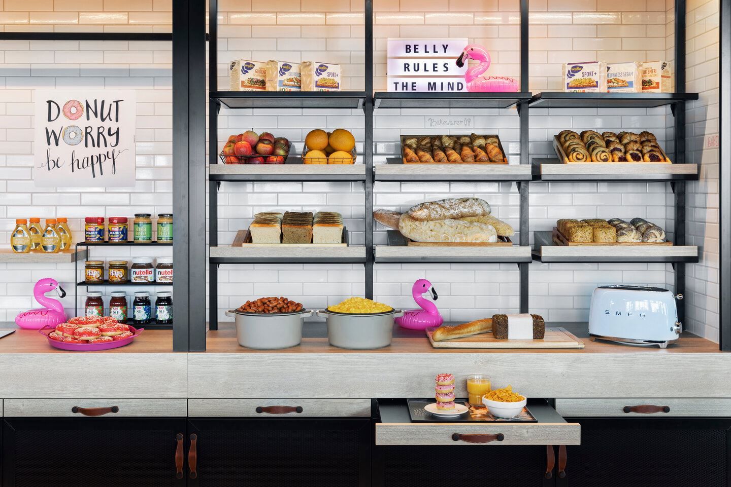 Colourful and nice display of the bakery section of the breakfast buffe