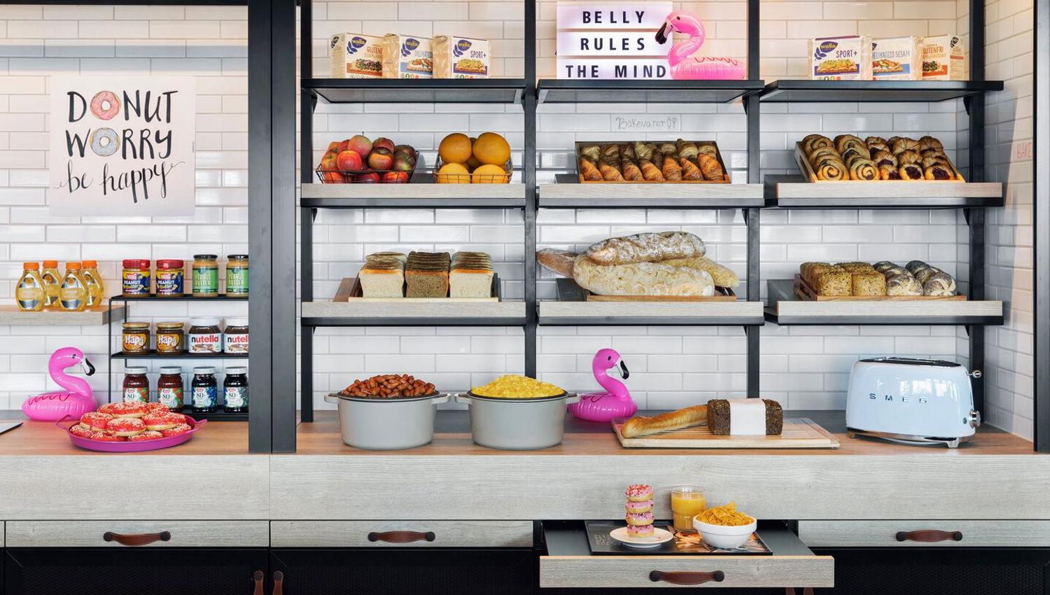 Colourful and nice display of the bakery section of the breakfast buffe
