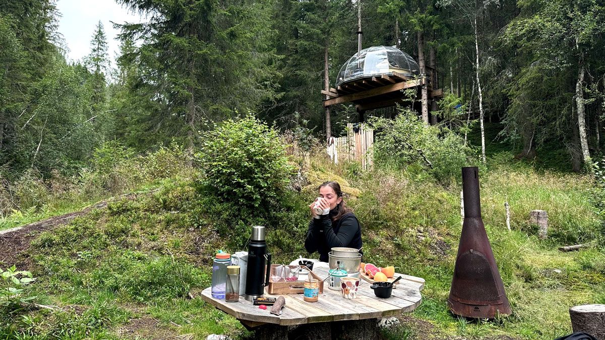 Tree-top igloo by the Lårdalselva River in Dalen