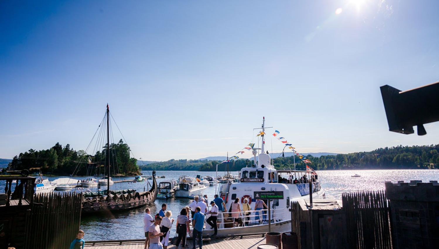 MS Telemarken located by the pier at Norsjø Ferieland