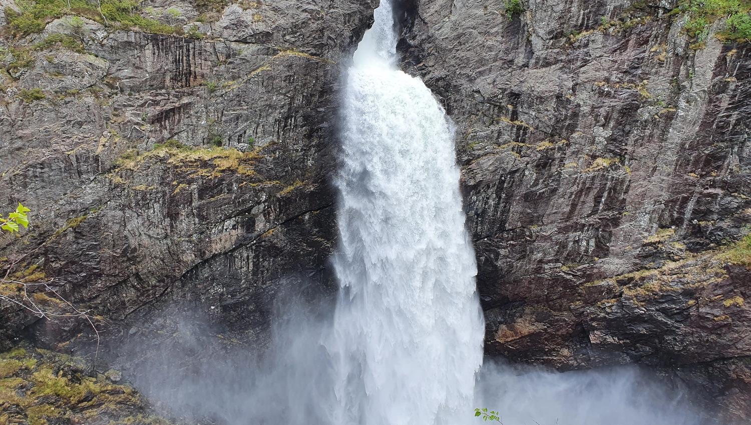 Månafossen Waterfall, with its 92 metre drop
