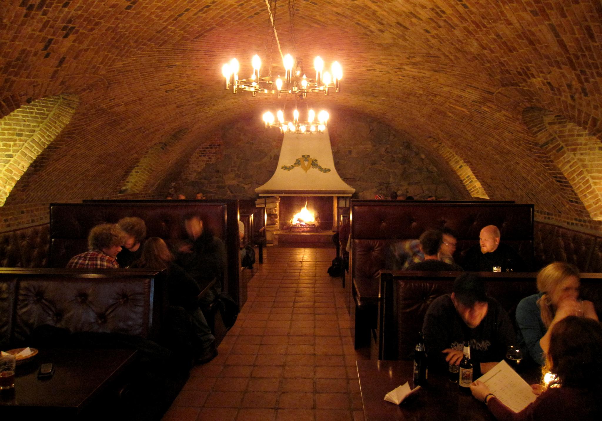 vaulted cellar with fireplace
