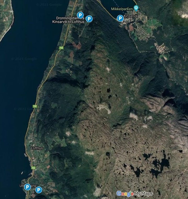 Marked parking areas Kinsarvik and Lofthus