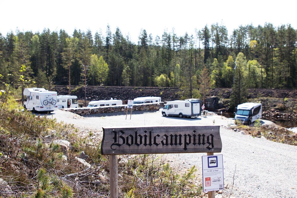 bobilcamp på Villmarkseventyret camping i Drangedal