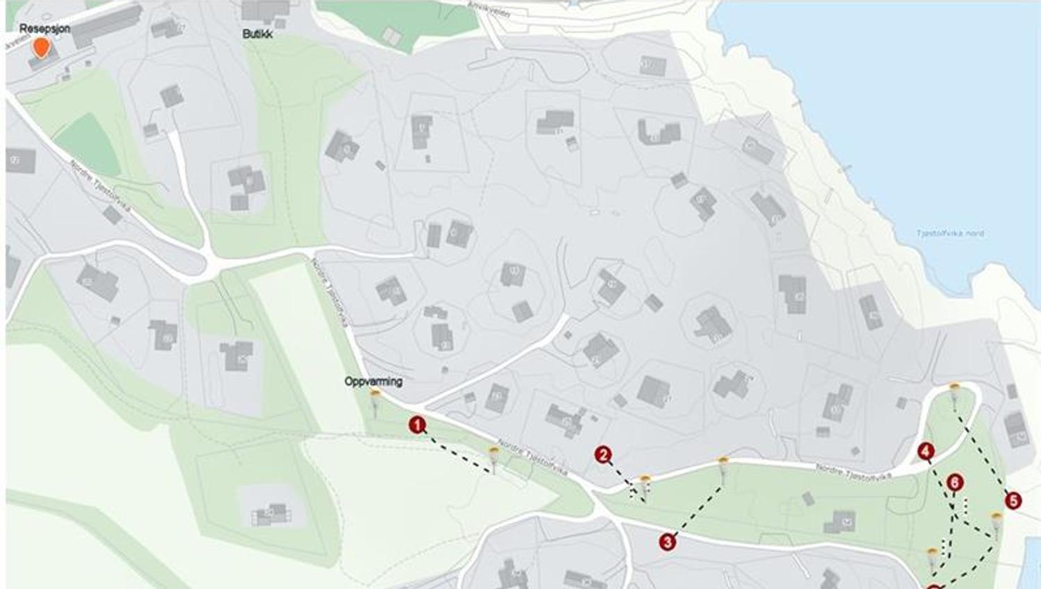 Kart over Frisbeegolfbanen