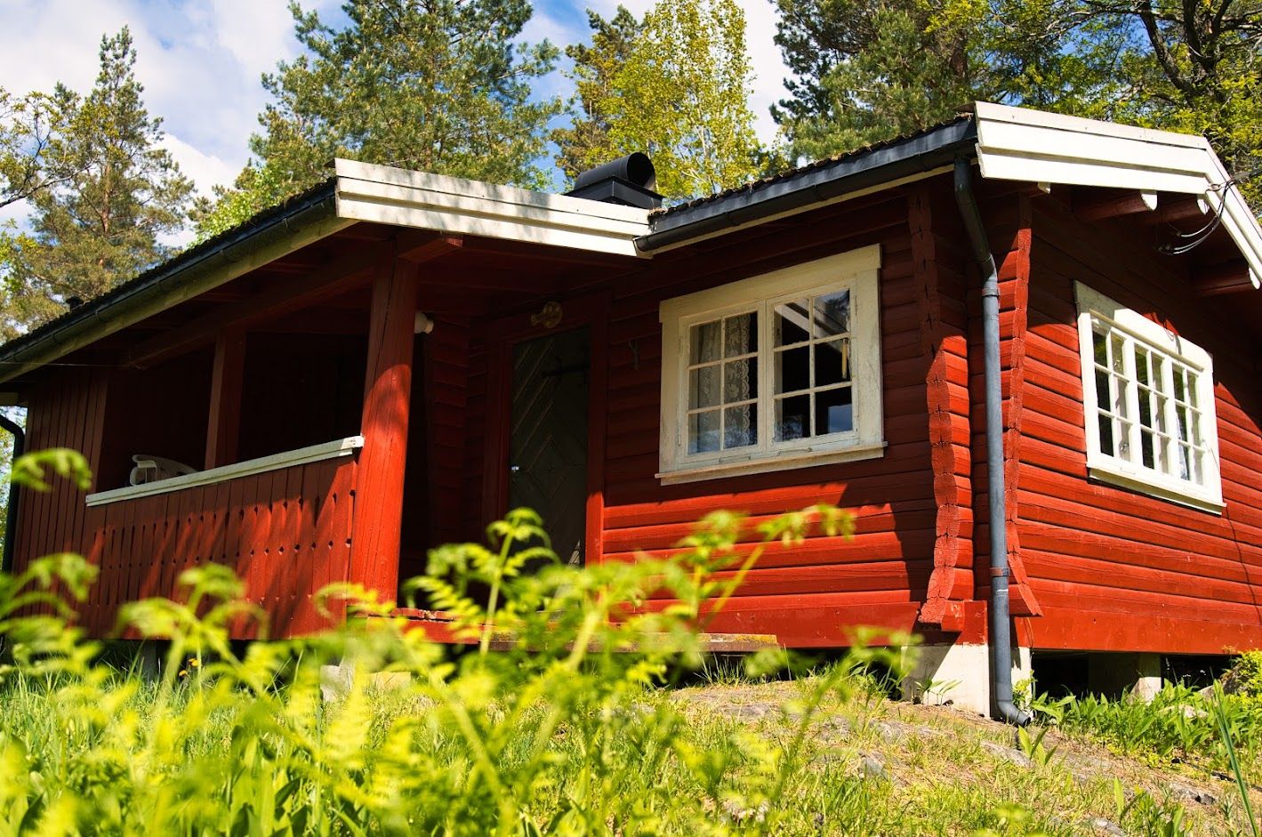 Rød hytte.