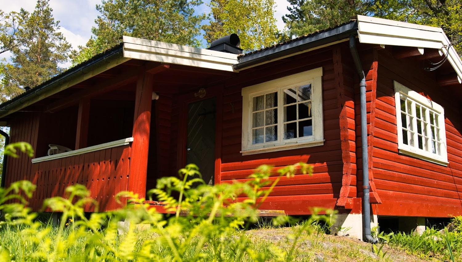 Rød hytte.